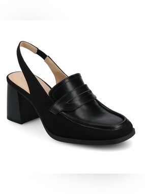 Black Slingback Block Heel Loafer - Women